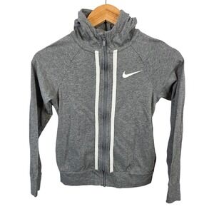 Nike Sportswear Youth Girls Large Full Zip Hoodie Jacket Gray Swoosh Logo L /B51